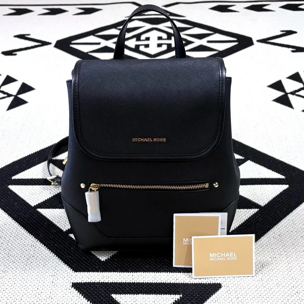 Michael Kors Harrison Medium Saffiano Leather Backpack in Black